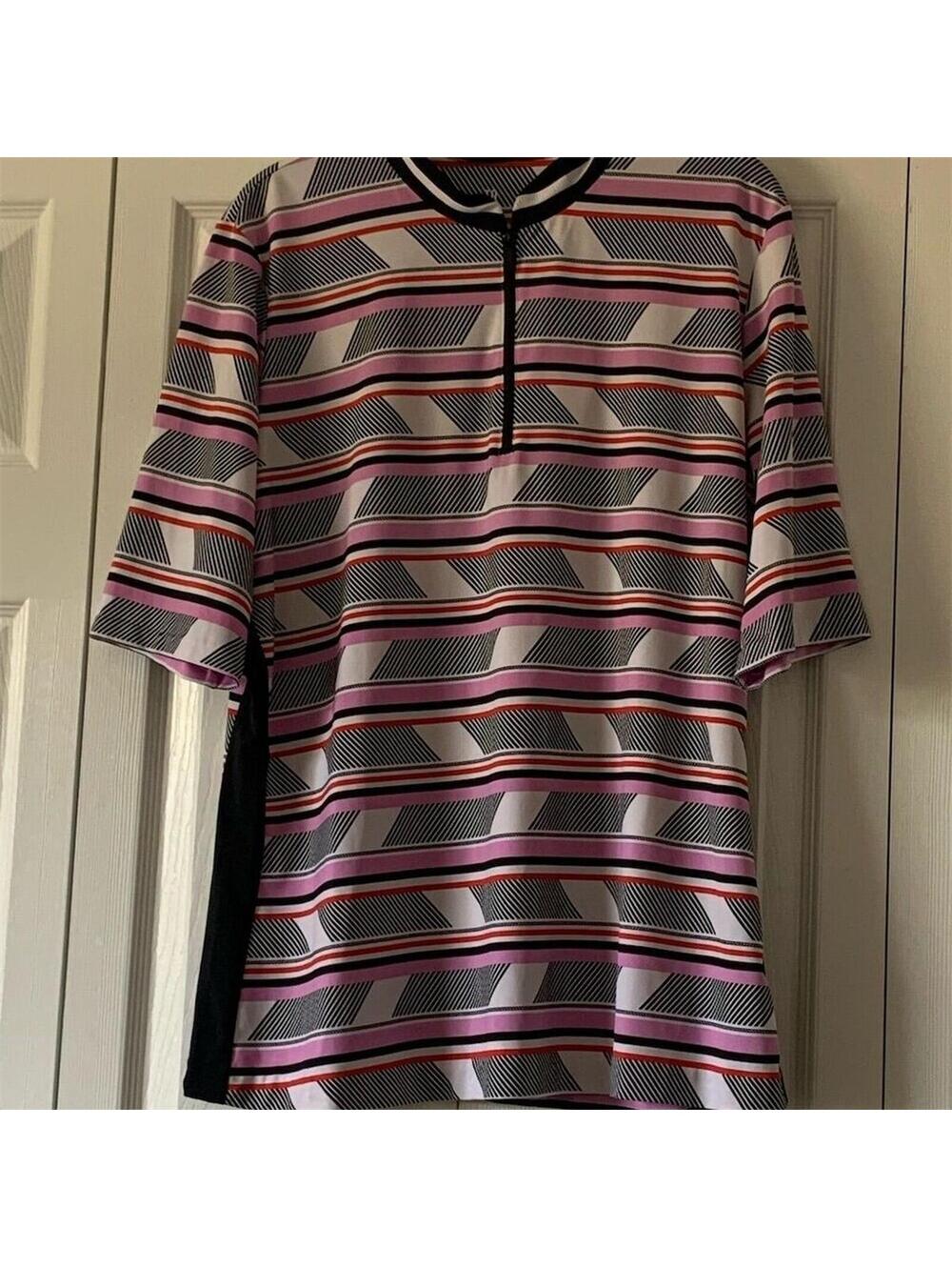 Women Golf Polo Shirts Zipper Short Sleeve Top XL